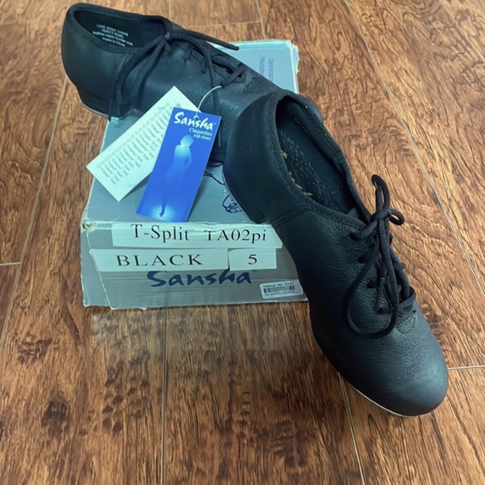 Sansha T-Split TA02pi, Black lace up Tap Shoe - size 5M - Unisex Dance Shoe